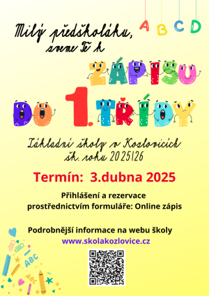 leták zápisu do 1. třídy